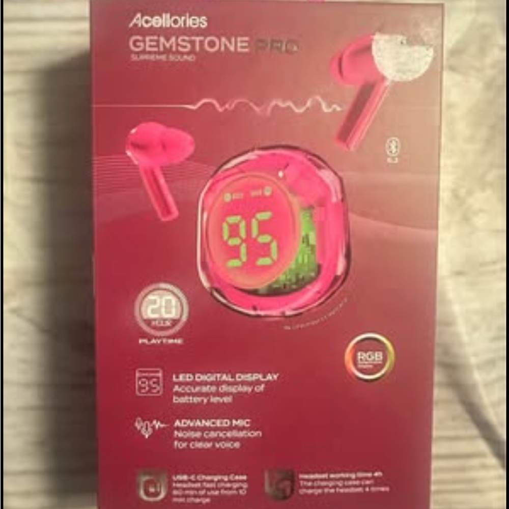 Gemstone Pro Pink Wireless Earbuds